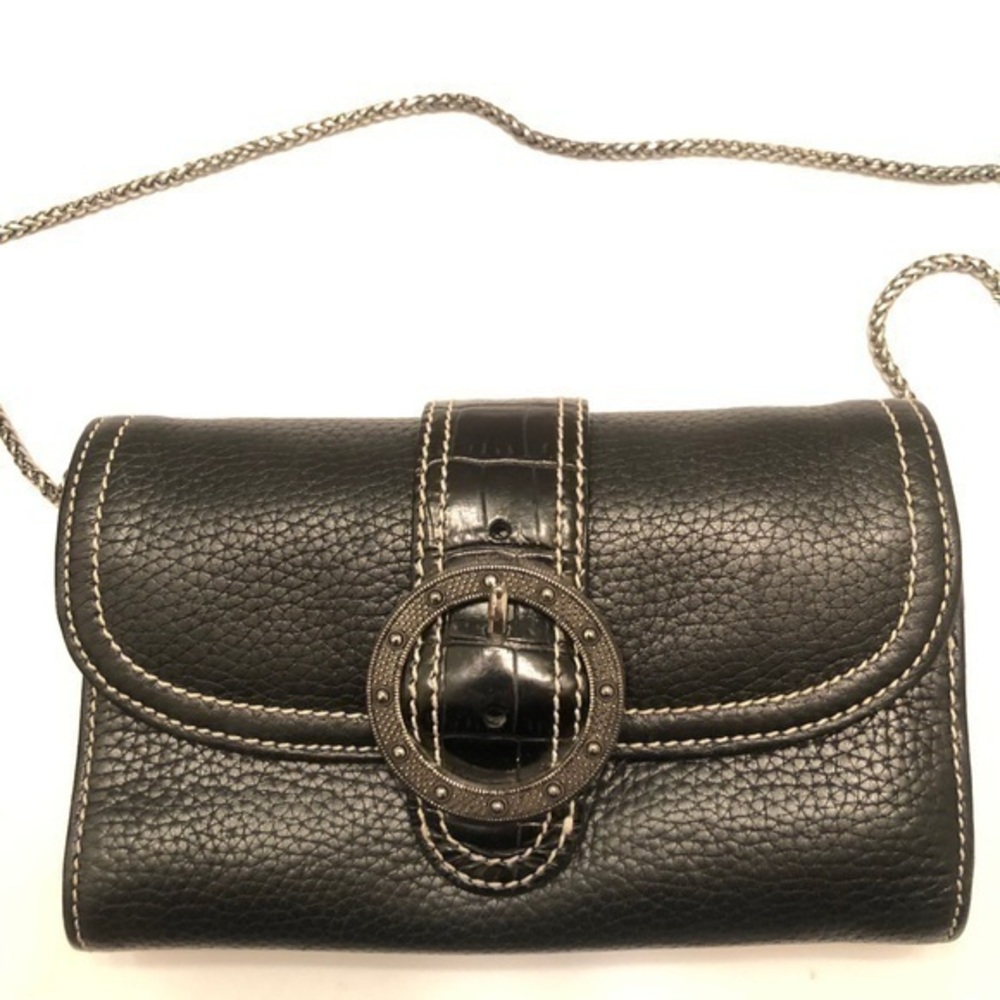 Brighton black leather rhinestone crossbody bag